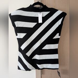 Karen Millen Black and White Jacquard Top
